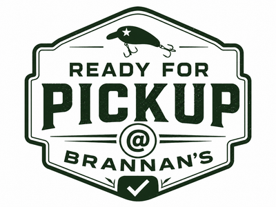 Logo with text 'Ready for Pickup @ Brannan's' and a fishing hat icon on a white background