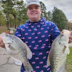 catching crappie on Hugo lake in the fall after a pitstop at brannans bass shop